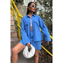 Edolika Gömlek ve Şort Flamlı Keten Takım 10130