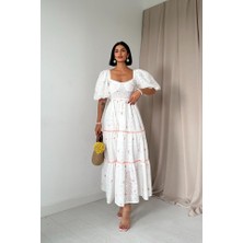 Edolika Pudra Dantel Detaylı Brode Elbise