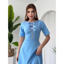 Edolika Wera Taşlı Fiyonk Detaylı Elbise