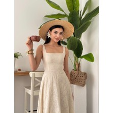 Edolika Cuper Çiçek Detaylı Elbise