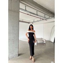 Edolika Kadın Madonna Yaka Skuba Krep Kumaş Kurdale Detay Elbise