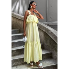 Edolika Etek Ucu Brode Nakışlı Boyundan Bağlamalı Elbise 2881