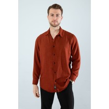  Mevsimlik Keten Dokulu Uzun Kollu Oversize Erkek Geniş Kalıp Gömlek(Ürün Geniş Kesimdir)