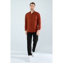  Mevsimlik Keten Dokulu Uzun Kollu Oversize Erkek Geniş Kalıp Gömlek(Ürün Geniş Kesimdir)
