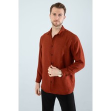  Mevsimlik Keten Dokulu Uzun Kollu Oversize Erkek Geniş Kalıp Gömlek(Ürün Geniş Kesimdir)