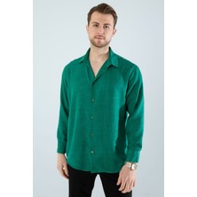  Mevsimlik Keten Dokulu Uzun Kollu Oversize Erkek Geniş Kalıp Gömlek(Ürün Geniş Kesimdir)