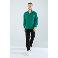  Mevsimlik Keten Dokulu Uzun Kollu Oversize Erkek Geniş Kalıp Gömlek(Ürün Geniş Kesimdir)