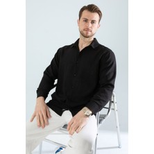  Mevsimlik Keten Dokulu Uzun Kollu Oversize Erkek Geniş Kalıp Gömlek(Ürün Geniş Kesimdir)