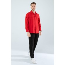  Mevsimlik Keten Dokulu Uzun Kollu Oversize Erkek Geniş Kalıp Gömlek(Ürün Geniş Kesimdir)