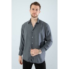  Mevsimlik Keten Dokulu Uzun Kollu Oversize Erkek Geniş Kalıp Gömlek(Ürün Geniş Kesimdir)