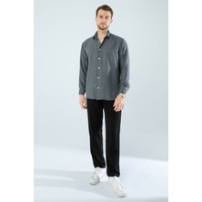  Mevsimlik Keten Dokulu Uzun Kollu Oversize Erkek Geniş Kalıp Gömlek(Ürün Geniş Kesimdir)