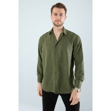  Mevsimlik Keten Dokulu Uzun Kollu Oversize Erkek Geniş Kalıp Gömlek(Ürün Geniş Kesimdir)