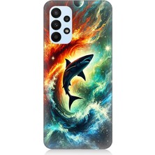 Samsung Galaxy A23 Uyumlu Ateşle Dans Eden Köpekbalığı  Desenli Silikon Kılıf