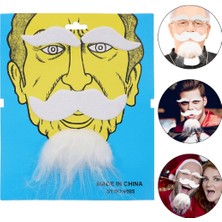 Larimar Beyaz Renk Kendinden Yapışkanlı Takma Sakal Bıyık ve Kaş Seti