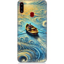 Samsung Galaxy A20S Uyumlu Dalgalar Arasında Kürekçi  Desenli Silikon Kılıf