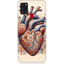 Samsung Galaxy A21S Uyumlu Çiçekli Kalpte Sevgi  Desenli Silikon Kılıf