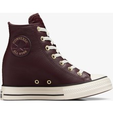 Converse Chuck Taylor All Star Wedge Kadın Bordo Deri Platform Sneaker