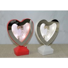 Kalpli Ledli Sihirli Ayna Çerceve 17*13 cm