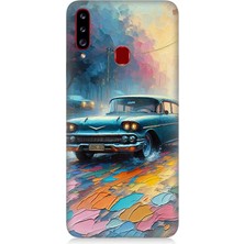 Samsung Galaxy A20S Uyumlu Renkli Yol Üzerinde Araba  Desenli Silikon Kılıf