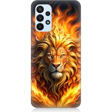 Samsung Galaxy A23 Uyumlu Alevler Içinde Aslan  Desenli Silikon Kılıf