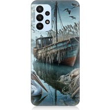 Samsung Galaxy A23 Uyumlu Ay Işığında Eski Gemi  Desenli Silikon Kılıf