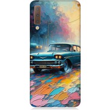 Samsung Galaxy A7 2018 Uyumlu Renkli Yol Üzerinde Araba  Desenli Silikon Kılıf