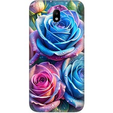 Samsung Galaxy J3 Pro Uyumlu Gökkuşağı Renkli Güller  Desenli Silikon Kılıf