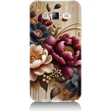Samsung Galaxy J7 Uyumlu Ahşap Üzerinde Gölge Çiçekler  Desenli Silikon Kılıf