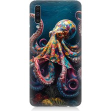Samsung Galaxy A50 Uyumlu Derinliklerde Sekiz Kol Ahtapot  Desenli Silikon Kılıf