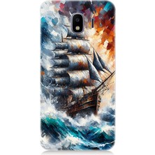 Samsung Galaxy J2 Pro Uyumlu Fırtınada Dalgalı Yelkenli Gemi  Desenli Silikon Kılıf