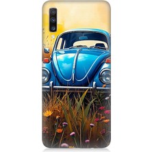 Samsung Galaxy A70 Uyumlu Mavilikte Vosvos Nostaljisi  Desenli Silikon Kılıf