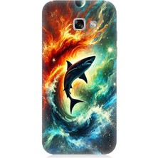 Samsung Galaxy A7 2017 Uyumlu Ateşle Dans Eden Köpekbalığı  Desenli Silikon Kılıf