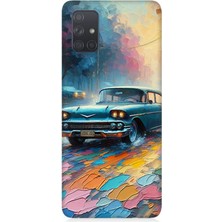 Samsung Galaxy A71 Uyumlu Renkli Yol Üzerinde Araba  Desenli Silikon Kılıf