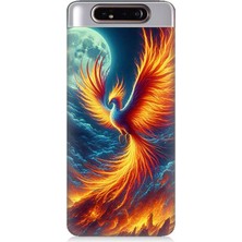 Samsung Galaxy A80 Uyumlu Ateşle Dans Eden Anka  Desenli Silikon Kılıf