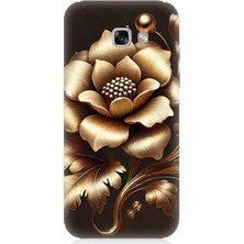 Samsung Galaxy A7 2017 Uyumlu Altın Işıklı Zarif Çiçek  Desenli Silikon Kılıf