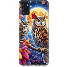 Samsung Galaxy A21S Uyumlu Dallarda Bilge Baykuşlar  Desenli Silikon Kılıf