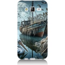 Samsung Galaxy J7 Uyumlu Ay Işığında Eski Gemi  Desenli Silikon Kılıf