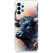 Samsung Galaxy A23 Uyumlu Renk Patlamalı Boğa  Desenli Silikon Kılıf