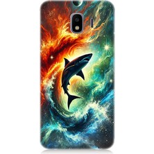 Samsung Galaxy J4 Duo Uyumlu Ateşle Dans Eden Köpekbalığı  Desenli Silikon Kılıf