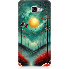 Samsung Galaxy A3 2016 Uyumlu Ay Işığında Kırmızı Kuşlar  Desenli Silikon Kılıf