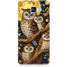 Samsung Galaxy A3 2016 Uyumlu Altın Ayda Baykuşlar  Desenli Silikon Kılıf