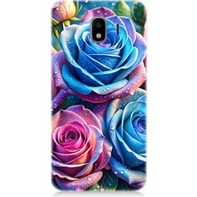 Samsung Galaxy J4 Duo Uyumlu Gökkuşağı Renkli Güller  Desenli Silikon Kılıf