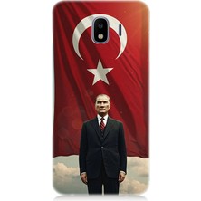 Samsung Galaxy J2 Pro Uyumlu Bayrak Önünde Güçlü Atatürk  Desenli Silikon Kılıf
