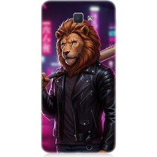 Samsung Galaxy J5 Prime Uyumlu Gece Şehirde Asi Aslan  Desenli Silikon Kılıf