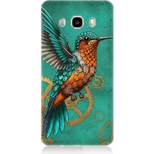 Samsung Galaxy J5 2016 Uyumlu Turkuaz Zeminde Sinek Kuşu  Desenli Silikon Kılıf