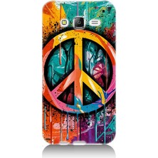 Samsung Galaxy J5 Uyumlu Renkli Barış Işareti  Desenli Silikon Kılıf