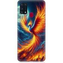 Samsung Galaxy M31 Uyumlu Ateşle Dans Eden Anka  Desenli Silikon Kılıf