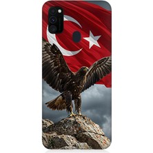 Samsung Galaxy M30S Uyumlu Kartal Zirvede Bekliyor  Desenli Silikon Kılıf