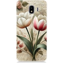 Samsung Galaxy J4 Duo Uyumlu Yumuşak Fırça Lale Tonları  Desenli Silikon Kılıf