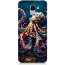 Samsung Galaxy J6 Uyumlu Derinliklerde Sekiz Kol Ahtapot  Desenli Silikon Kılıf